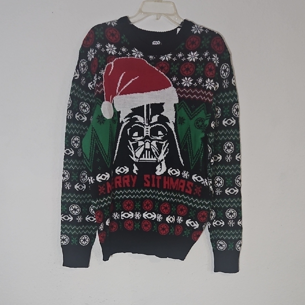 Ugly Christmas Men's Star Wars Festive Darth Vader Sweater - Black, Red, Green,